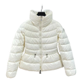 Moncler Drawstring-Waist Stand-Collar Puffer Jacket | Ivory | Drawstring Waist