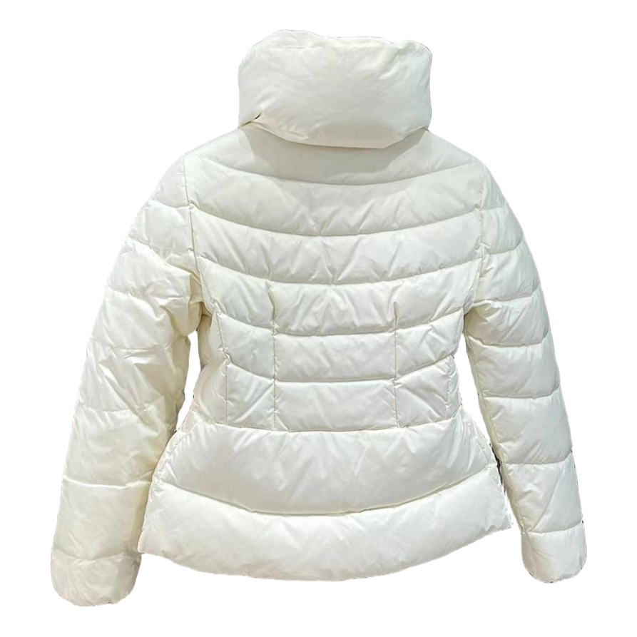 Moncler Drawstring-Waist Stand-Collar Puffer Jacket | Ivory | Drawstring Waist