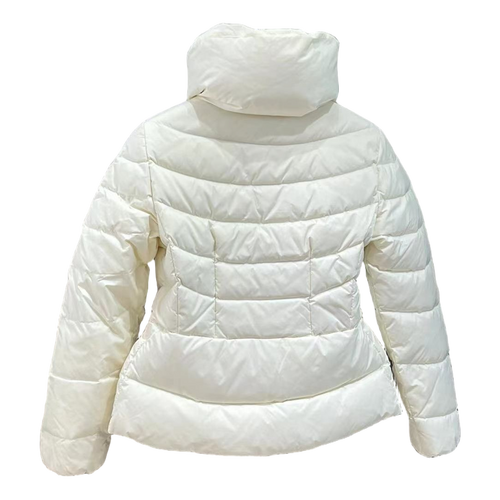 Moncler Drawstring-Waist Stand-Collar Puffer Jacket | Ivory | Drawstring Waist