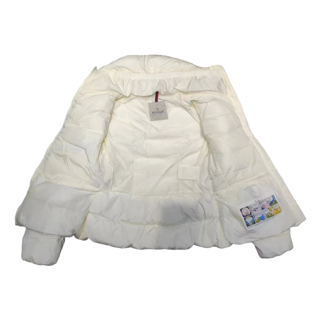 Moncler Drawstring-Waist Stand-Collar Puffer Jacket | Ivory | Drawstring Waist
