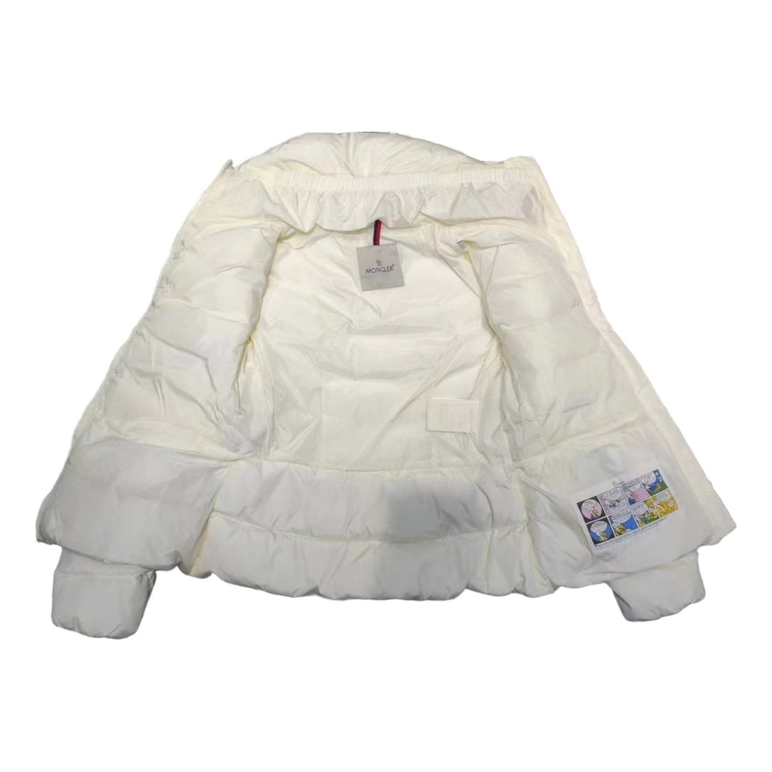 Moncler Drawstring-Waist Stand-Collar Puffer Jacket | Ivory | Drawstring Waist