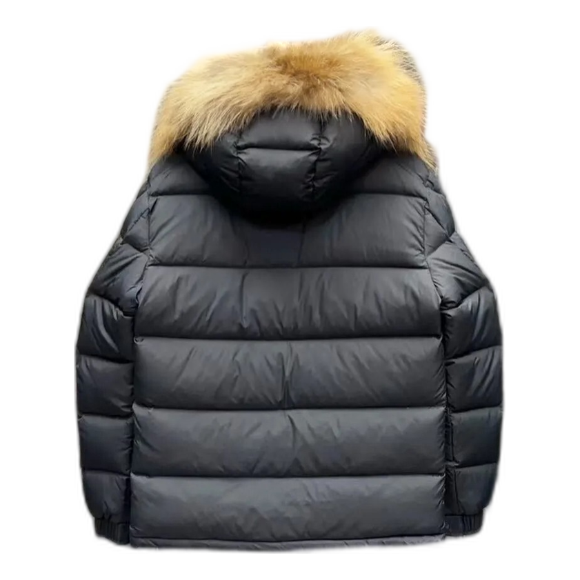 Moncler Fur-Trim Hooded Short Puffer Jacket | Black | Fur-Trim Hood
