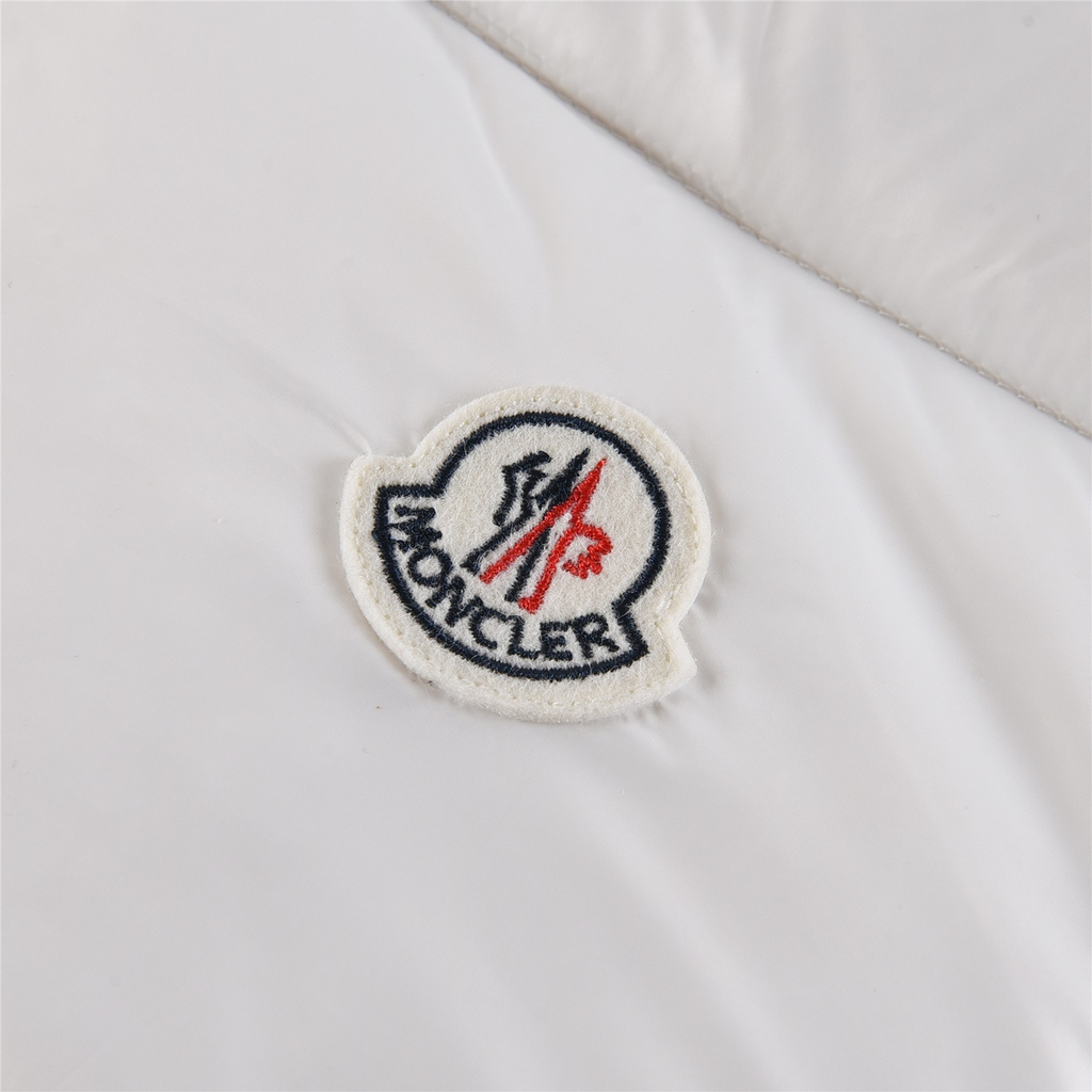 Moncler Tricolour Sleeve-Stripe Hooded Puffer Jacket | White | Premium Down