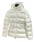 Moncler Fitted Hooded Short Puffer Jacket | Ivory | Tailored Fit | Cropped