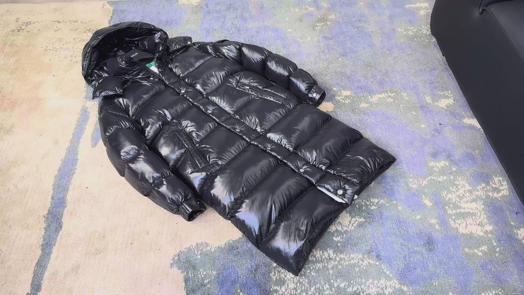 Moncler Hanoverian Glossy Hooded Long Puffer Coat | Premium Down | High-Shine Finish