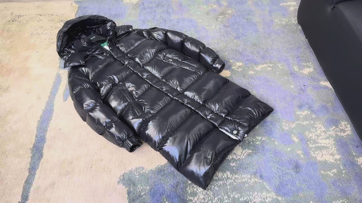 Moncler Hanoverian Glossy Hooded Long Puffer Coat | Premium Down | High-Shine Finish