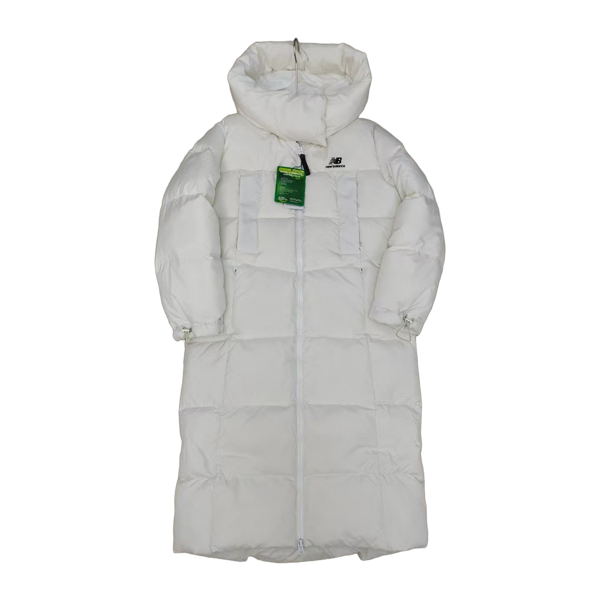 New Balance Hooded Long Puffer Coat | Off White | Women's Winter Coat