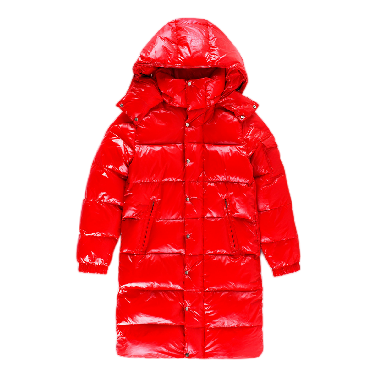 Moncler Hanoverian Glossy Hooded Long Puffer Coat | Red | Premium Down