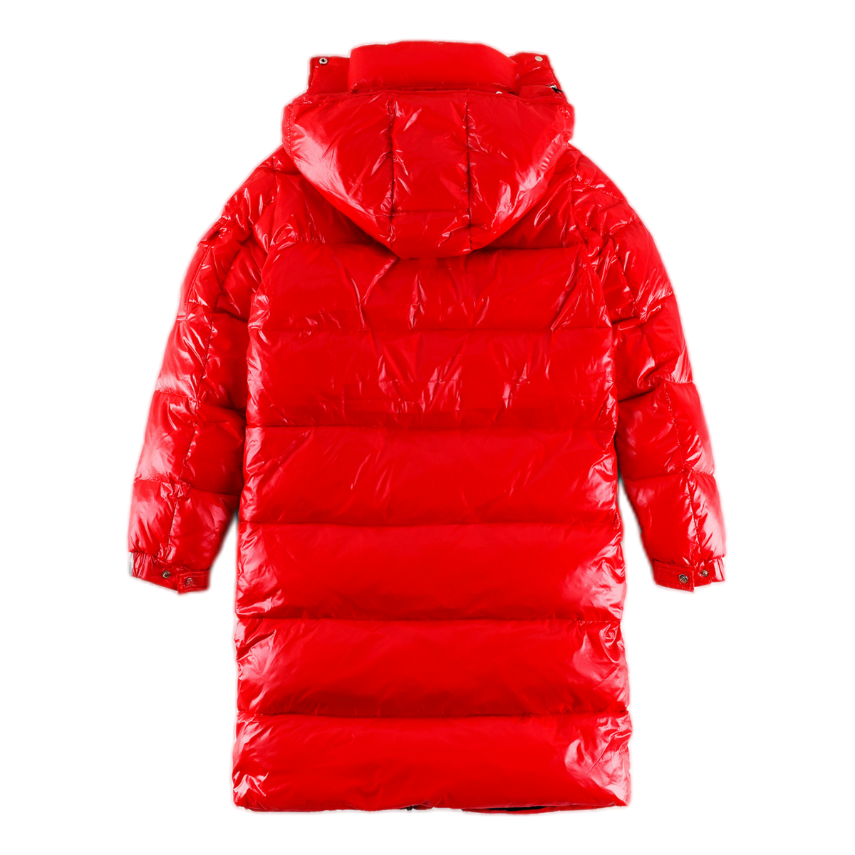 Moncler Hanoverian Glossy Hooded Long Puffer Coat | Red | Premium Down