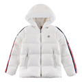 Moncler Tricolour Sleeve-Stripe Glossy Hooded Puffer Jacket | Premium Down