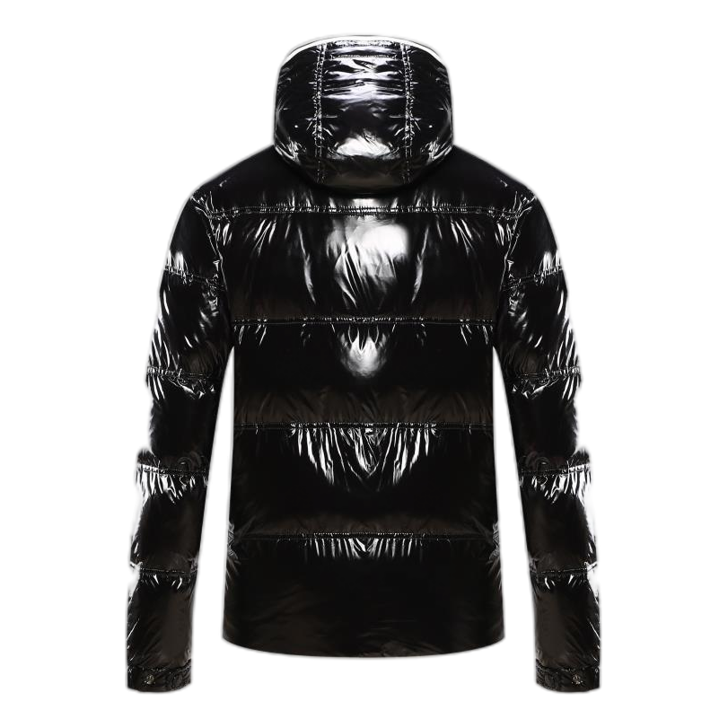 Moncler Contrast-Trim Glossy Hooded Puffer Jacket | Contrast Trim | Glossy Shell