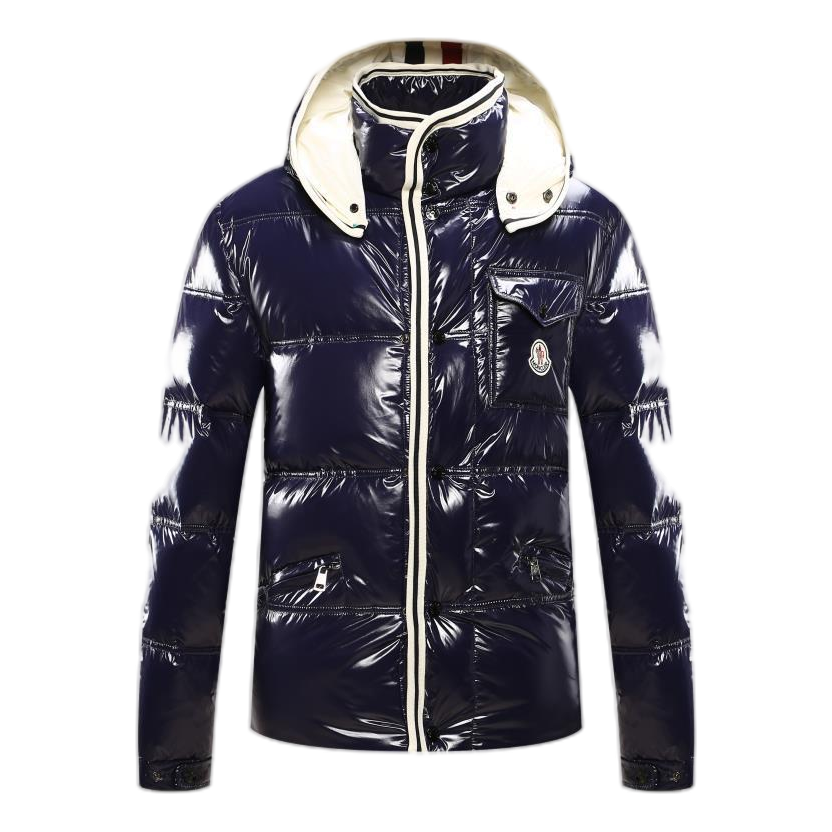 Moncler Contrast-Trim Glossy Hooded Puffer Jacket | Contrast Trim | Glossy Shell