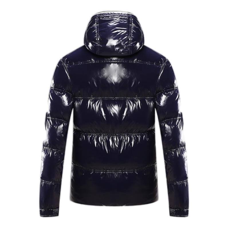 Moncler Contrast-Trim Glossy Hooded Puffer Jacket | Contrast Trim | Glossy Shell