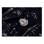 Moncler Contrast-Trim Glossy Hooded Puffer Jacket | Contrast Trim | Glossy Shell
