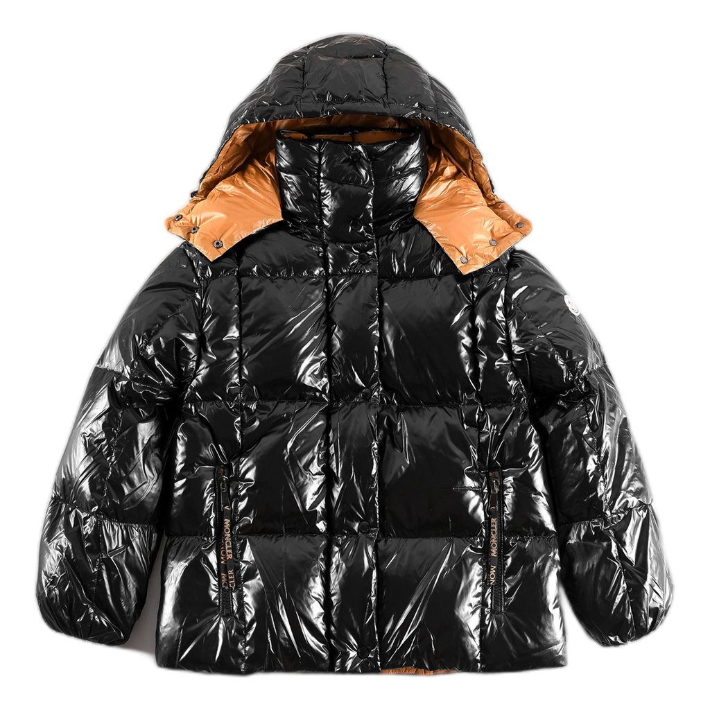 Moncler Copper-Lined Glossy Short Puffer Jacket | Black | Copper Lining | Glossy