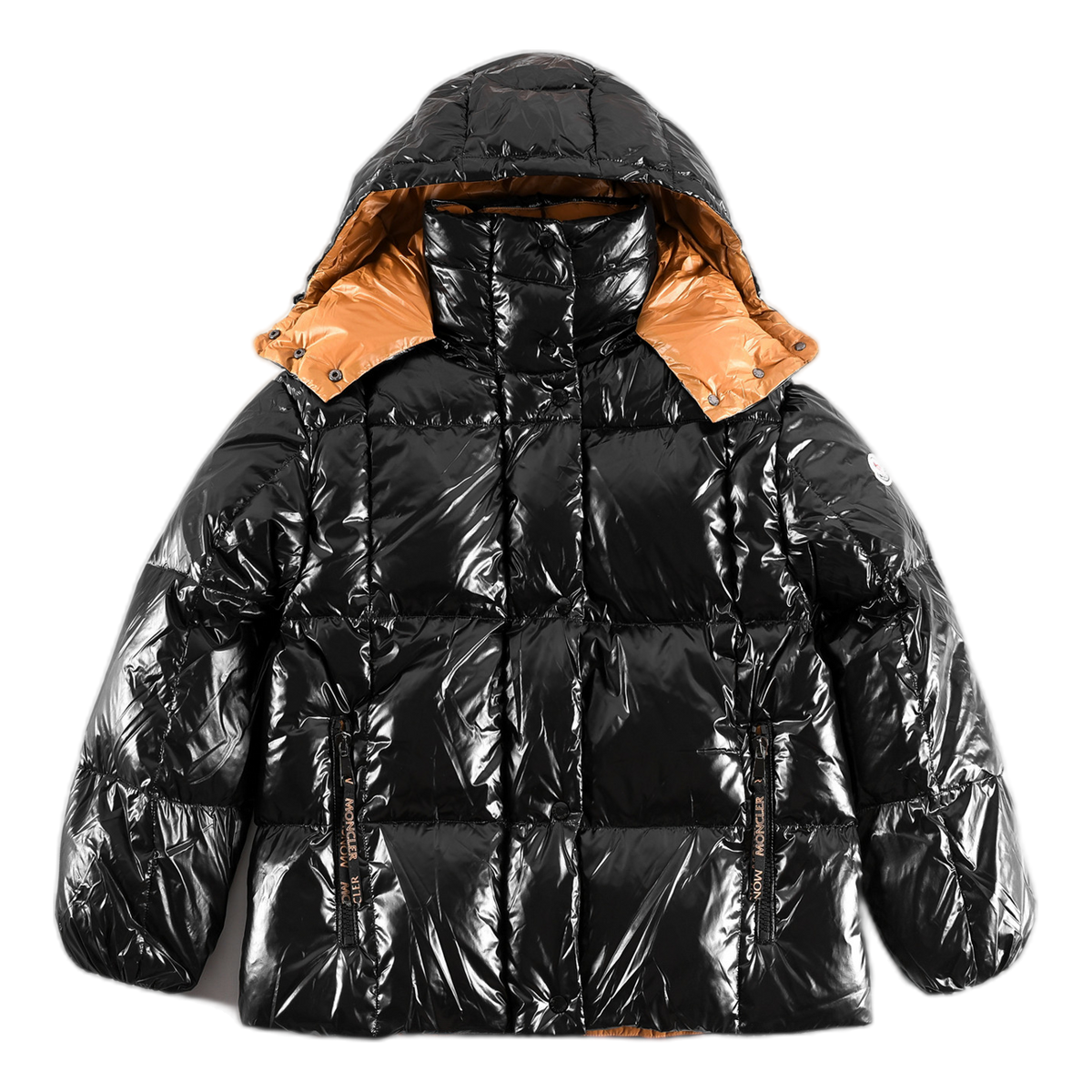 Moncler Copper-Lined Glossy Short Puffer Jacket | Black | Copper Lining | Glossy