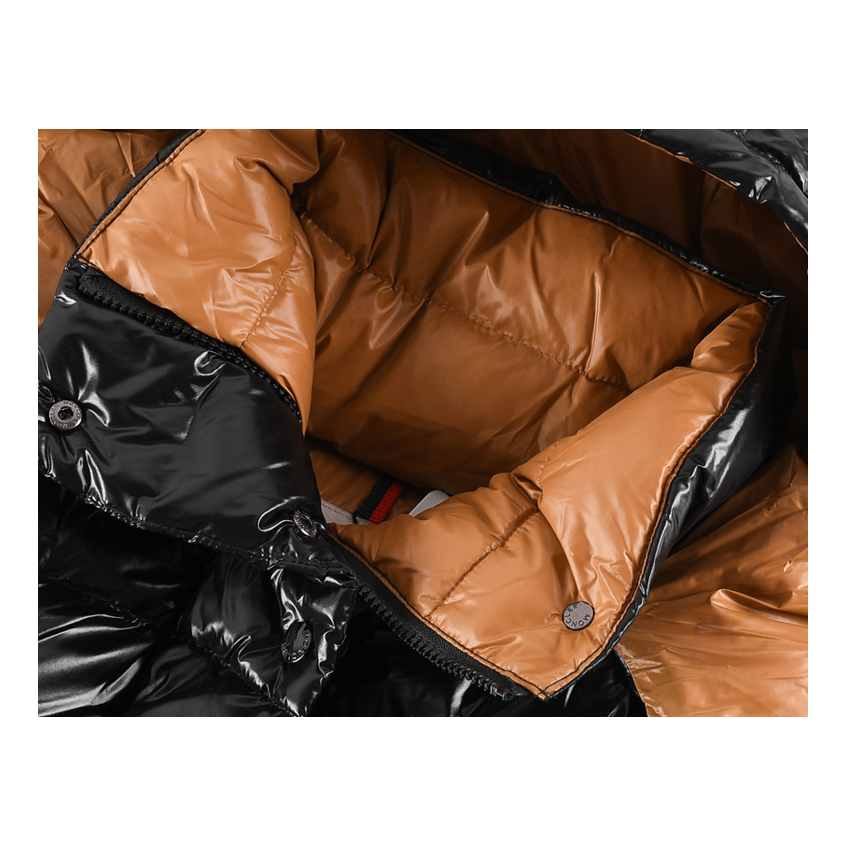 Moncler Copper-Lined Glossy Short Puffer Jacket | Black | Copper Lining | Glossy