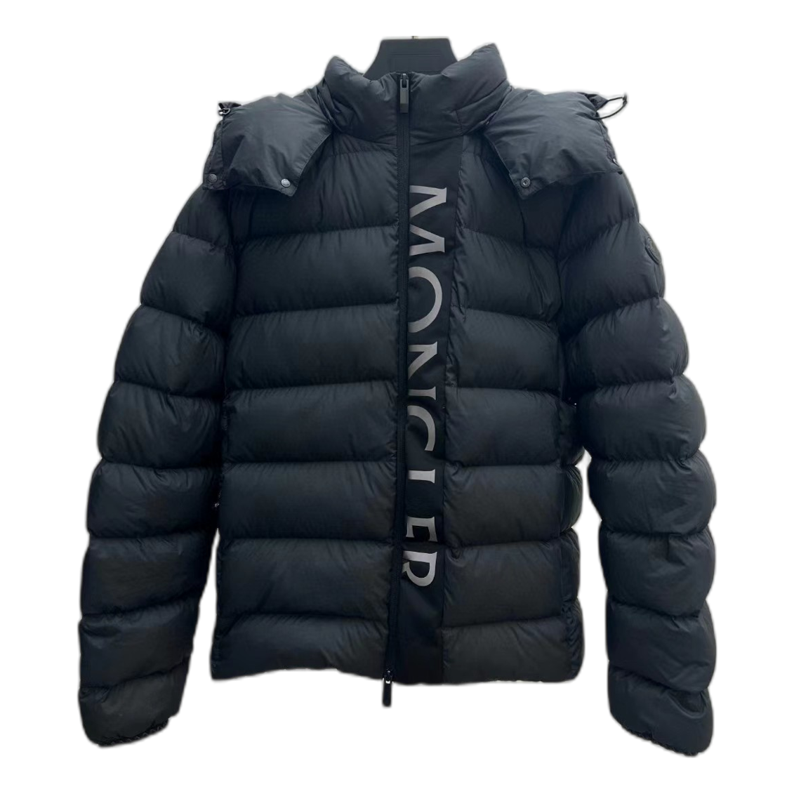 Moncler Vertical-Logo Snap-Front Puffer Jacket | Black | Premium Down
