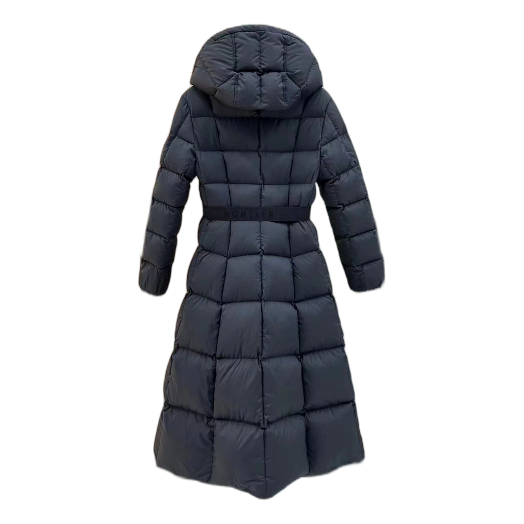 Moncler Drawstring-Hood Fitted Long Puffer Coat | Black | Tailored Fit | Long
