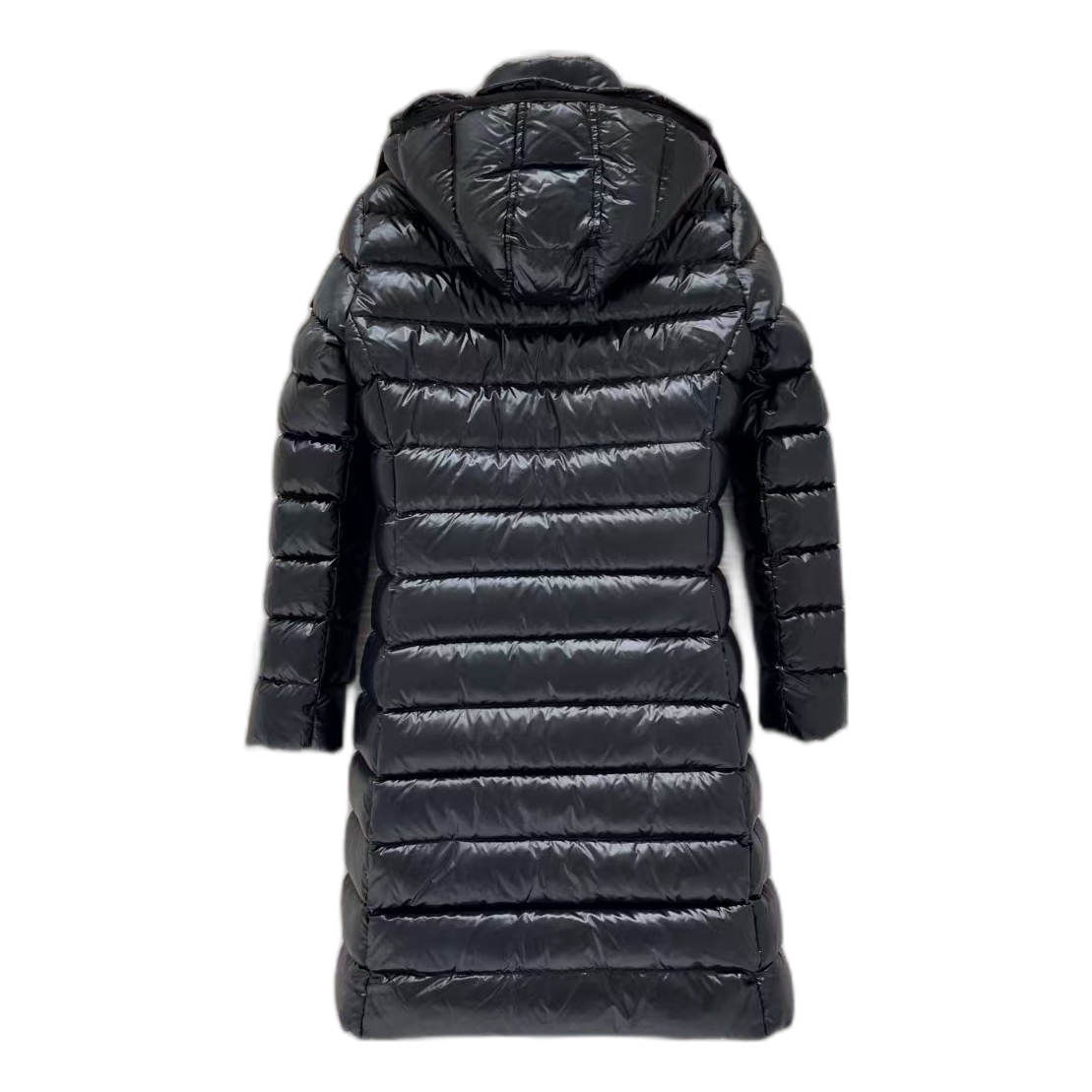 Moncler Narrow-Quilt Fur-Trim Hooded Long Puffer Coat | Black | Premium Down