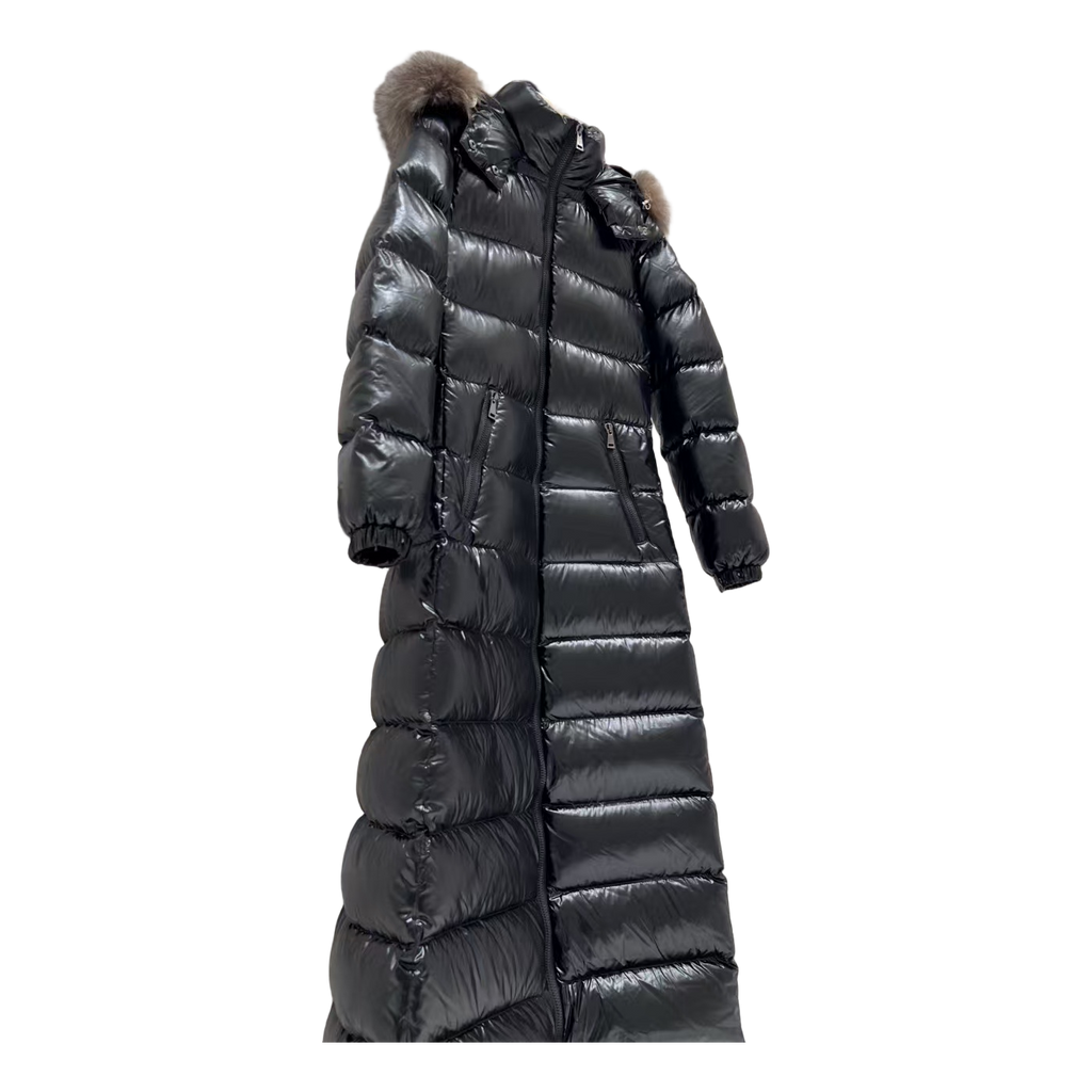 Moncler Hudson Fur-Trim Long Puffer Coat | Premium Down | Fur Trim