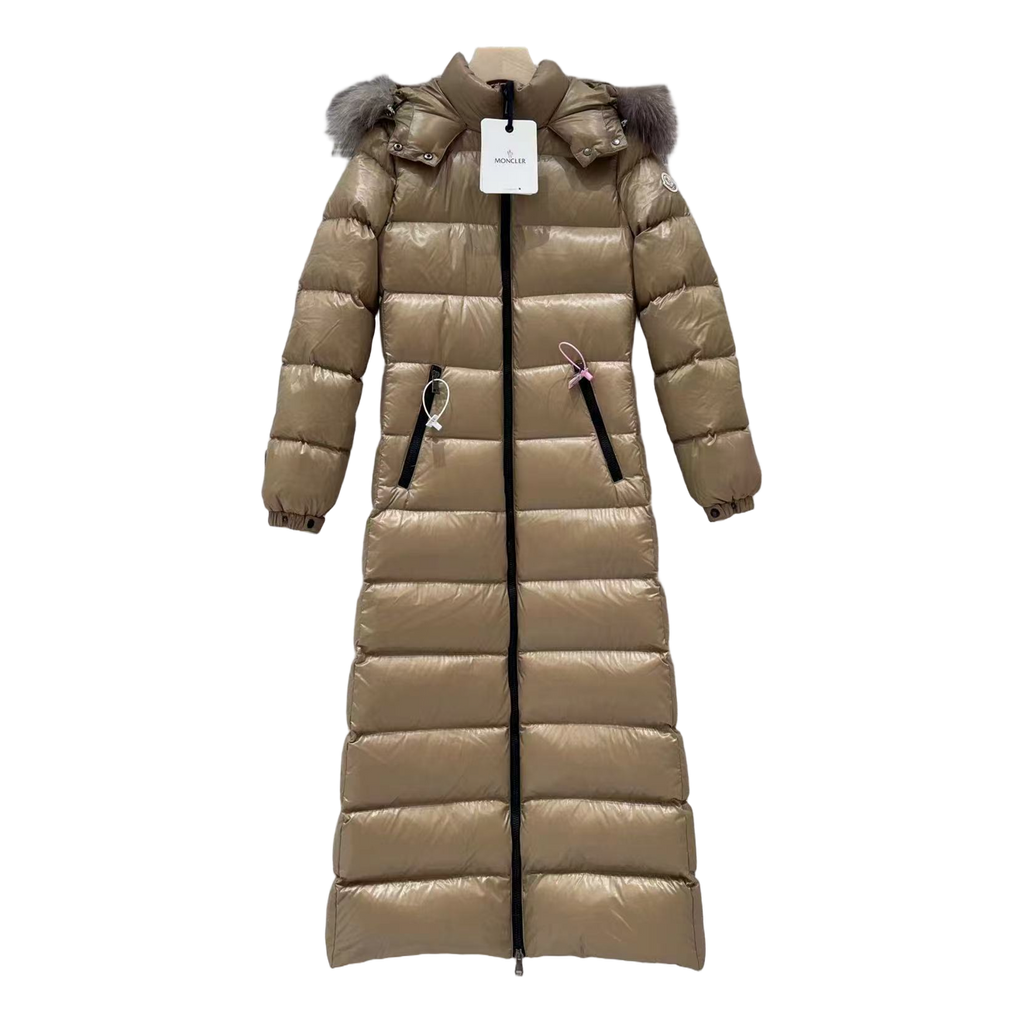 Moncler Hudson Fur-Trim Long Puffer Coat | Premium Down | Fur Trim