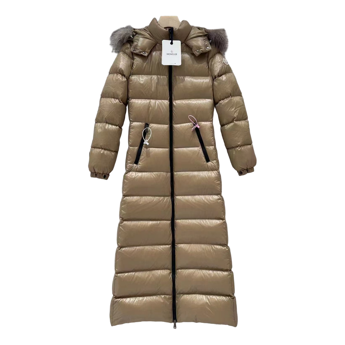Moncler Hudson Fur-Trim Long Puffer Coat | Premium Down | Fur Trim