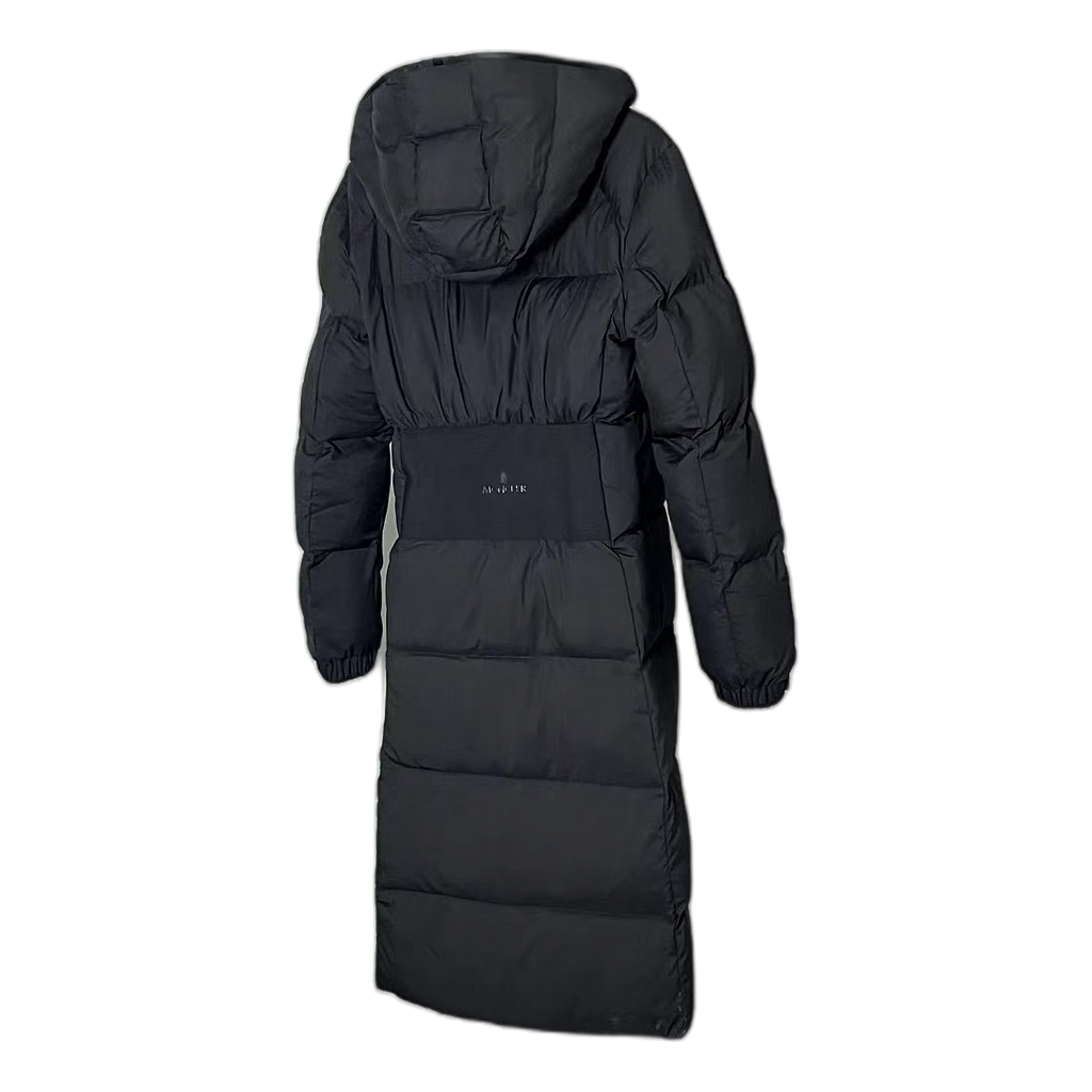 Moncler Matte Zip-Front Hooded Long Puffer Coat | Black | Premium Down