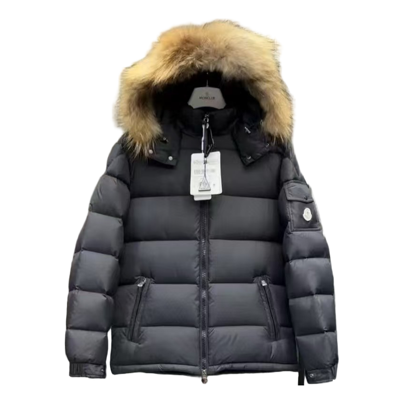 Moncler Fur-Trim Hooded Puffer Jacket | Black | Full-Length | Fur-Trim Hood