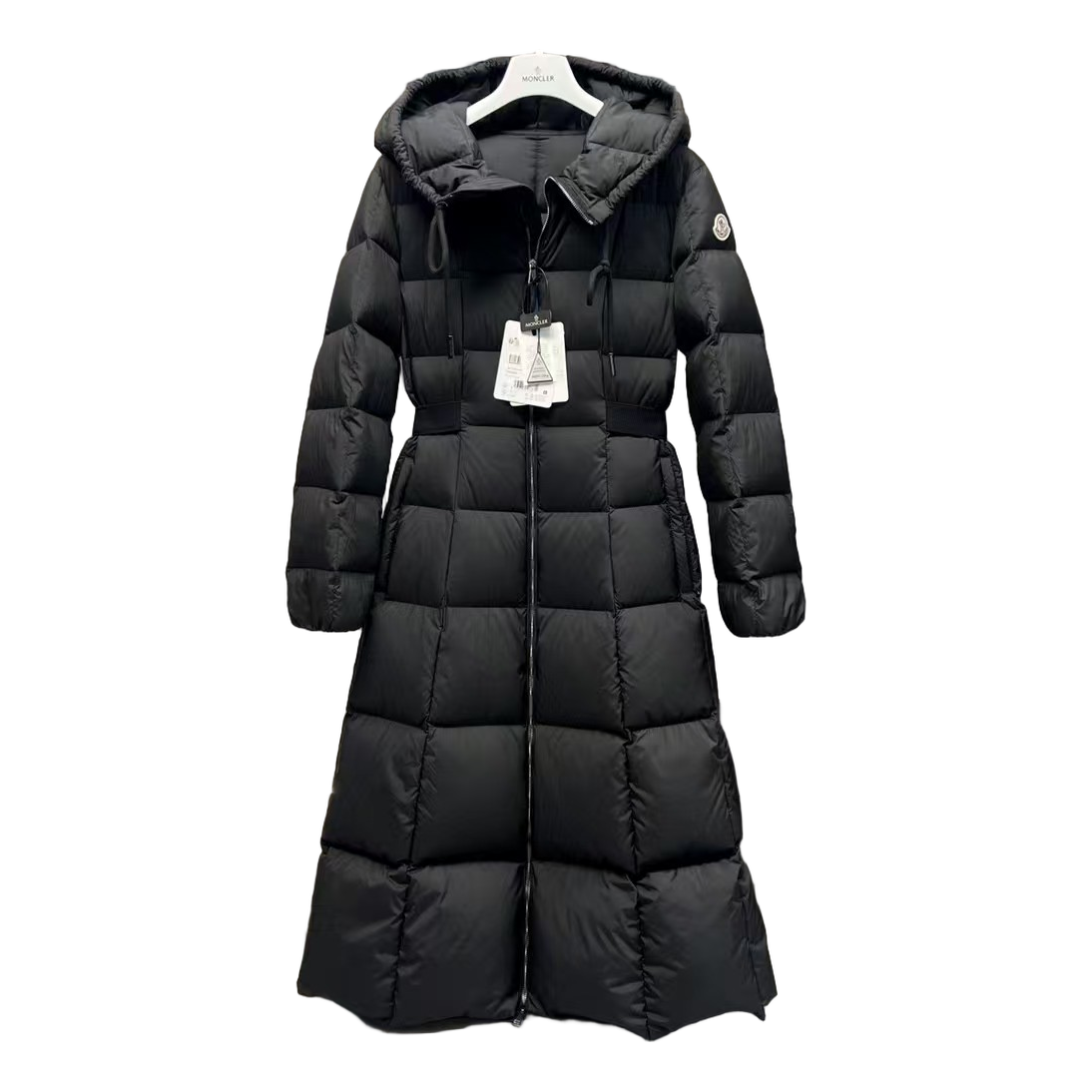 Moncler Fitted Long Hooded Puffer Coat | Black | Tailored Fit | Premium Down