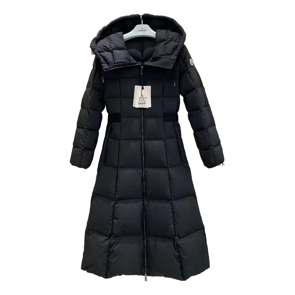 Moncler Fitted Long Hooded Puffer Coat | Black | Tailored Fit | Premium Down