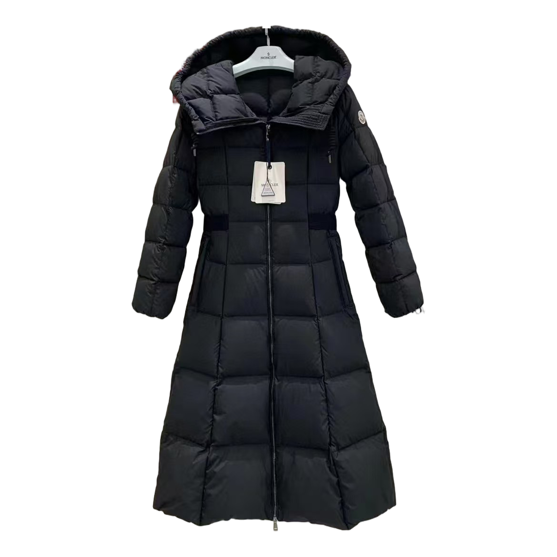 Moncler Fitted Long Hooded Puffer Coat | Black | Tailored Fit | Premium Down