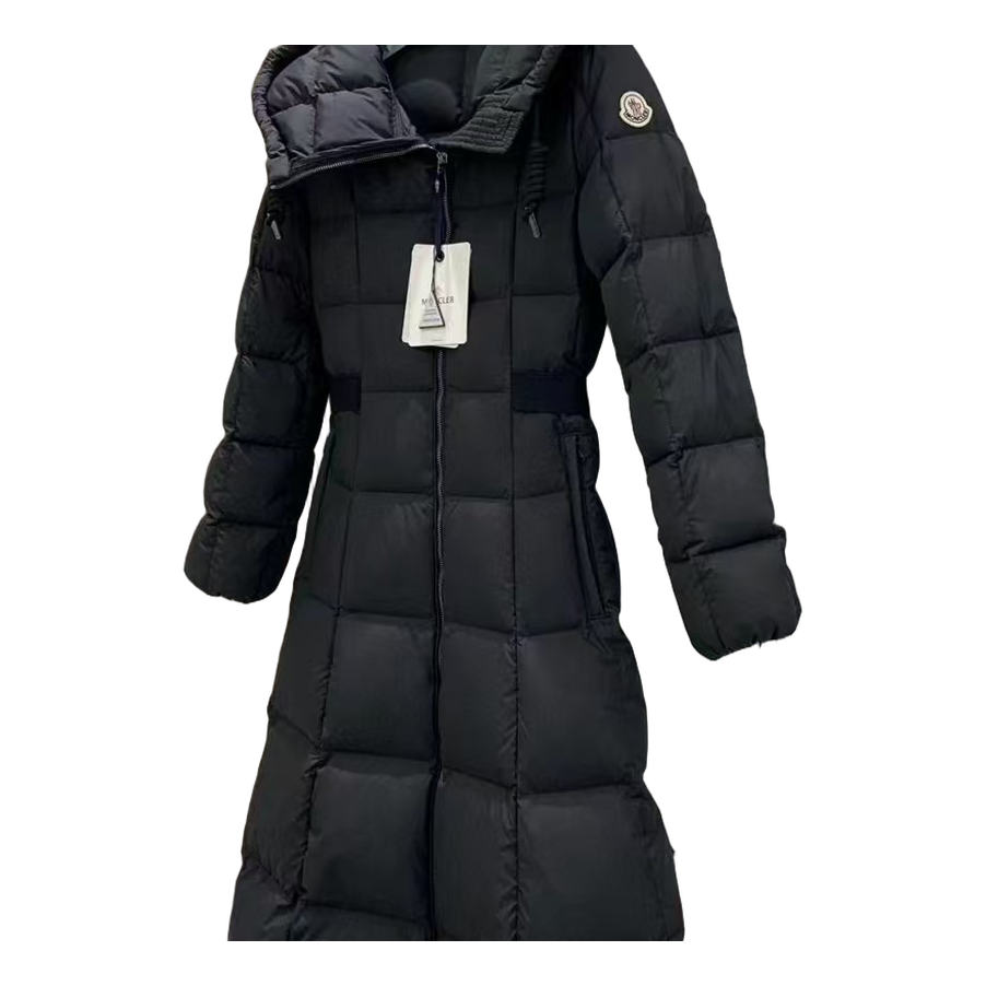 Moncler Fitted Long Hooded Puffer Coat | Black | Tailored Fit | Premium Down