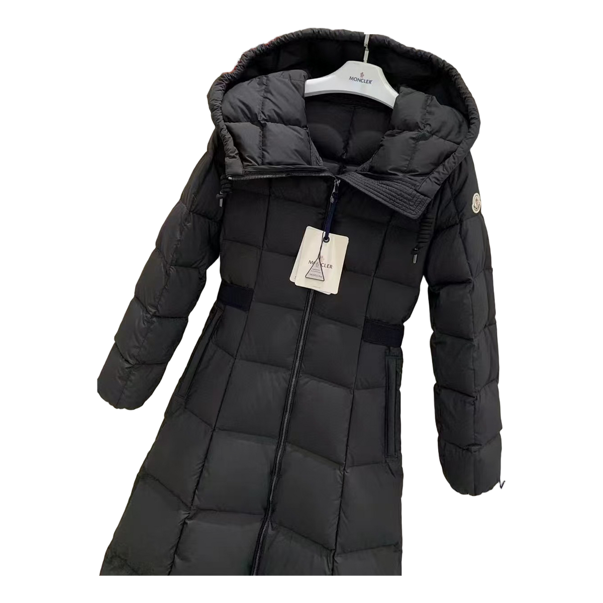 Moncler Fitted Long Hooded Puffer Coat | Black | Tailored Fit | Premium Down