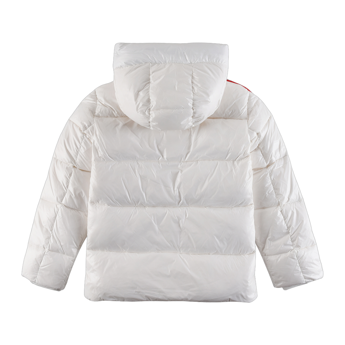 Moncler Tricolour Sleeve-Stripe Hooded Puffer Jacket | White | Premium Down