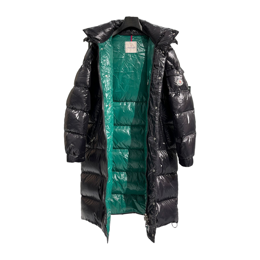Moncler Hanoverian Glossy Hooded Long Puffer Coat | Premium Down | High-Shine Finish