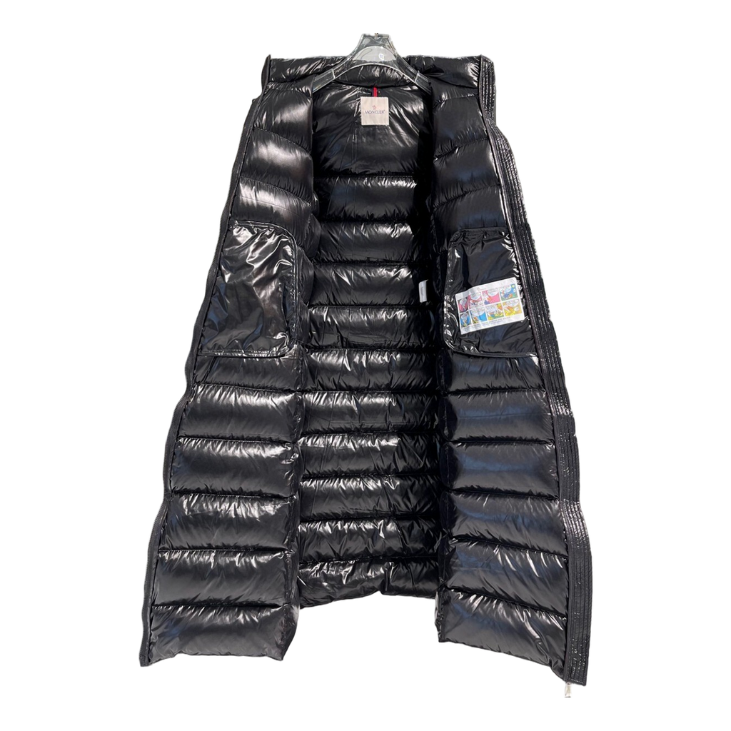 Moncler Glossy Fur-Trim Hooded Long Puffer Coat | Premium Down | Fur Trim