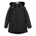 Moose Knuckles Curved-Hem Fur-Trim Hooded Parka | Black | Canadian Down Extreme Cold