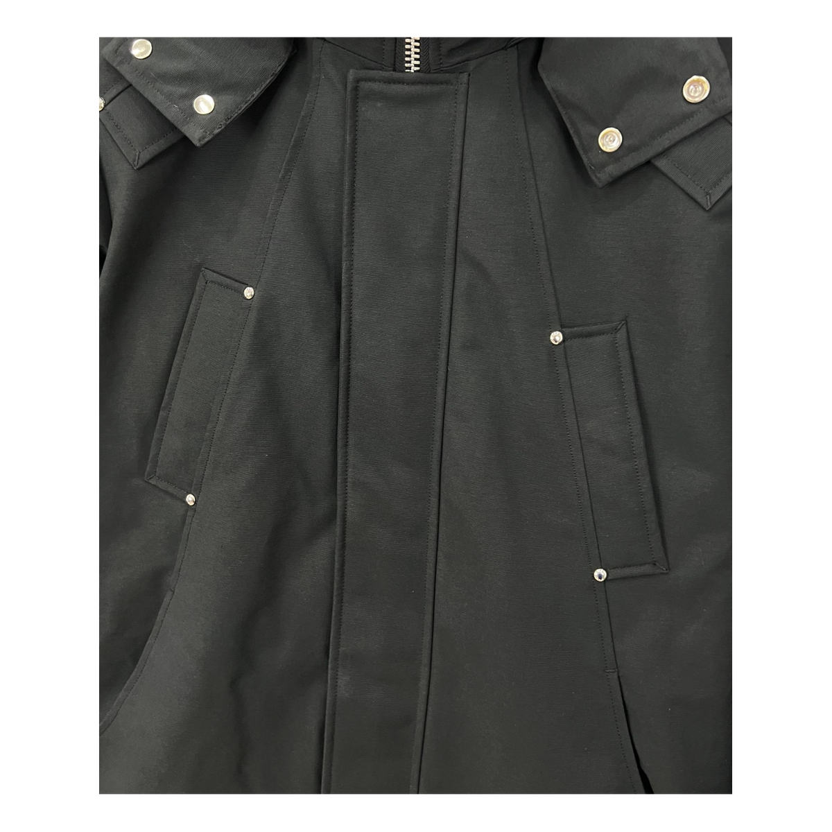 Moose Knuckles Curved-Hem Fur-Trim Hooded Parka | Black | Canadian Down Extreme Cold