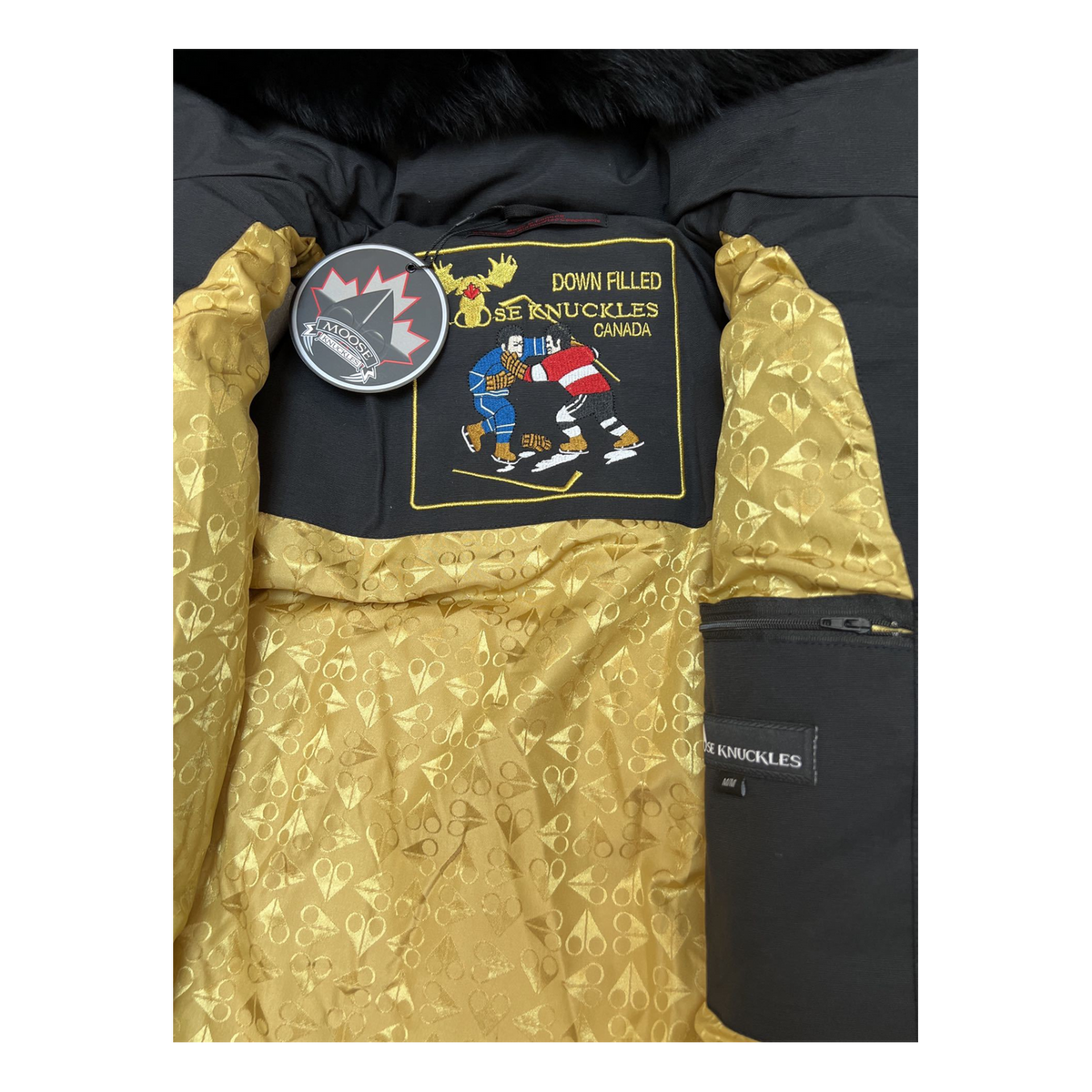 Moose Knuckles Gold 3Q Fur-Trim Puffer Jacket | Black | Canadian Down