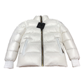 Moose Knuckles Logo-Zip Quilted Puffer Bomber | Off White | Canadian Down Jacket