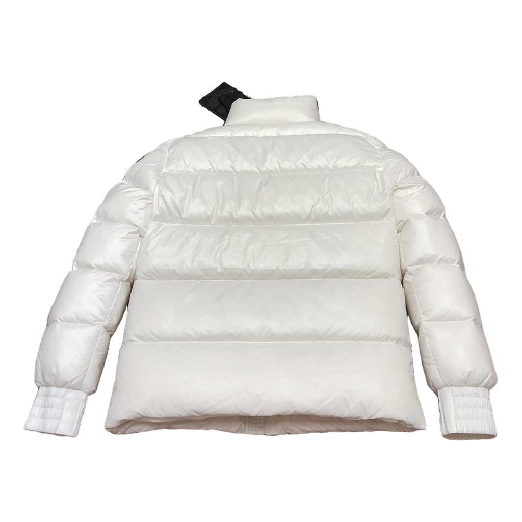 Moose Knuckles Logo-Zip Quilted Puffer Bomber | Off White | Canadian Down Jacket