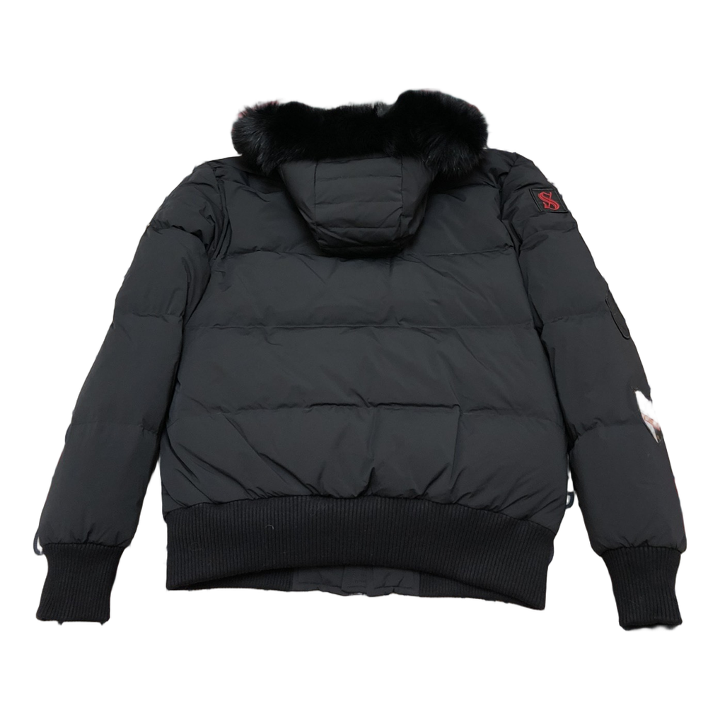 Moose Knuckles Patch-Detail Hooded Bomber | Black | Canadian Down Jacket