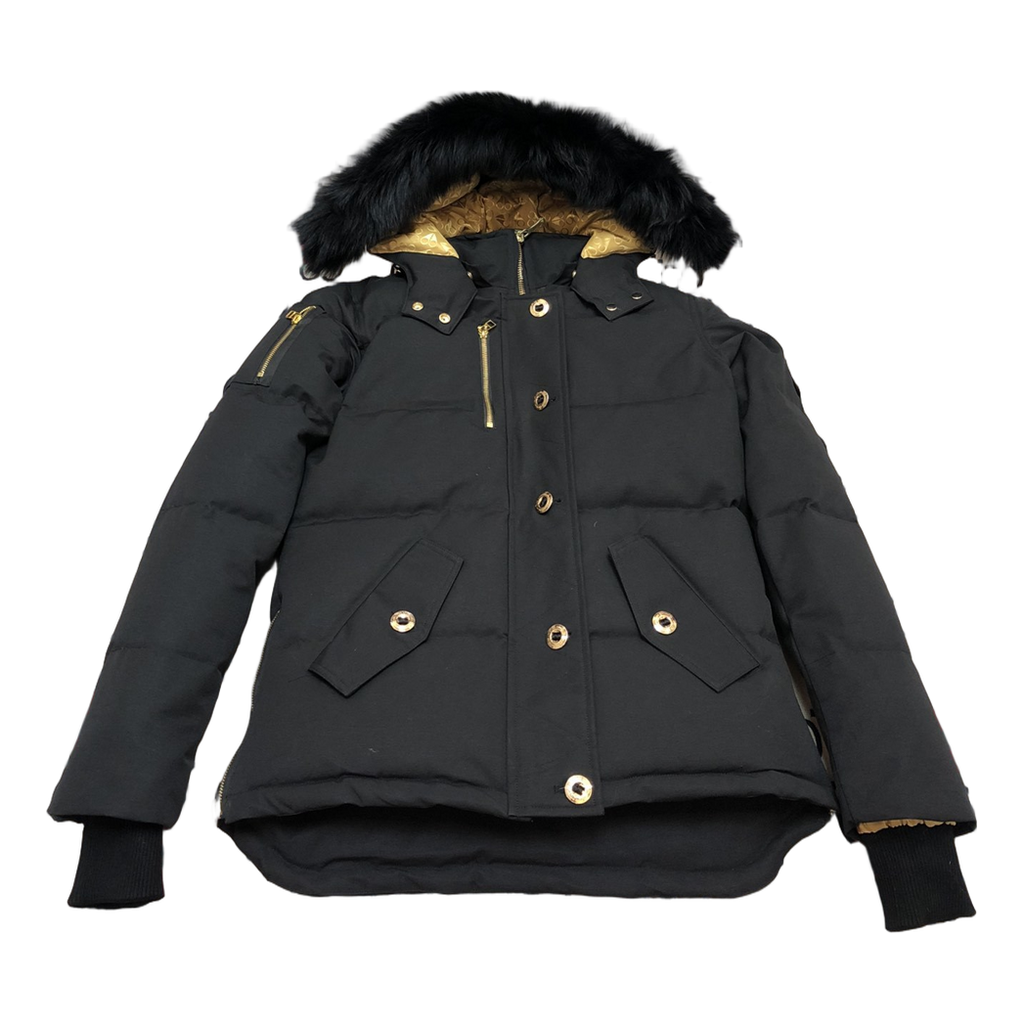 Moose Knuckles Gold 3Q Fur-Trim Hooded Puffer Jacket | Black | Canadian Down