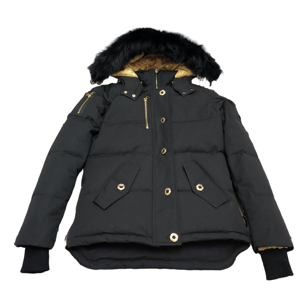 Moose Knuckles Gold 3Q Fur-Trim Hooded Puffer Jacket | Black | Canadian Down