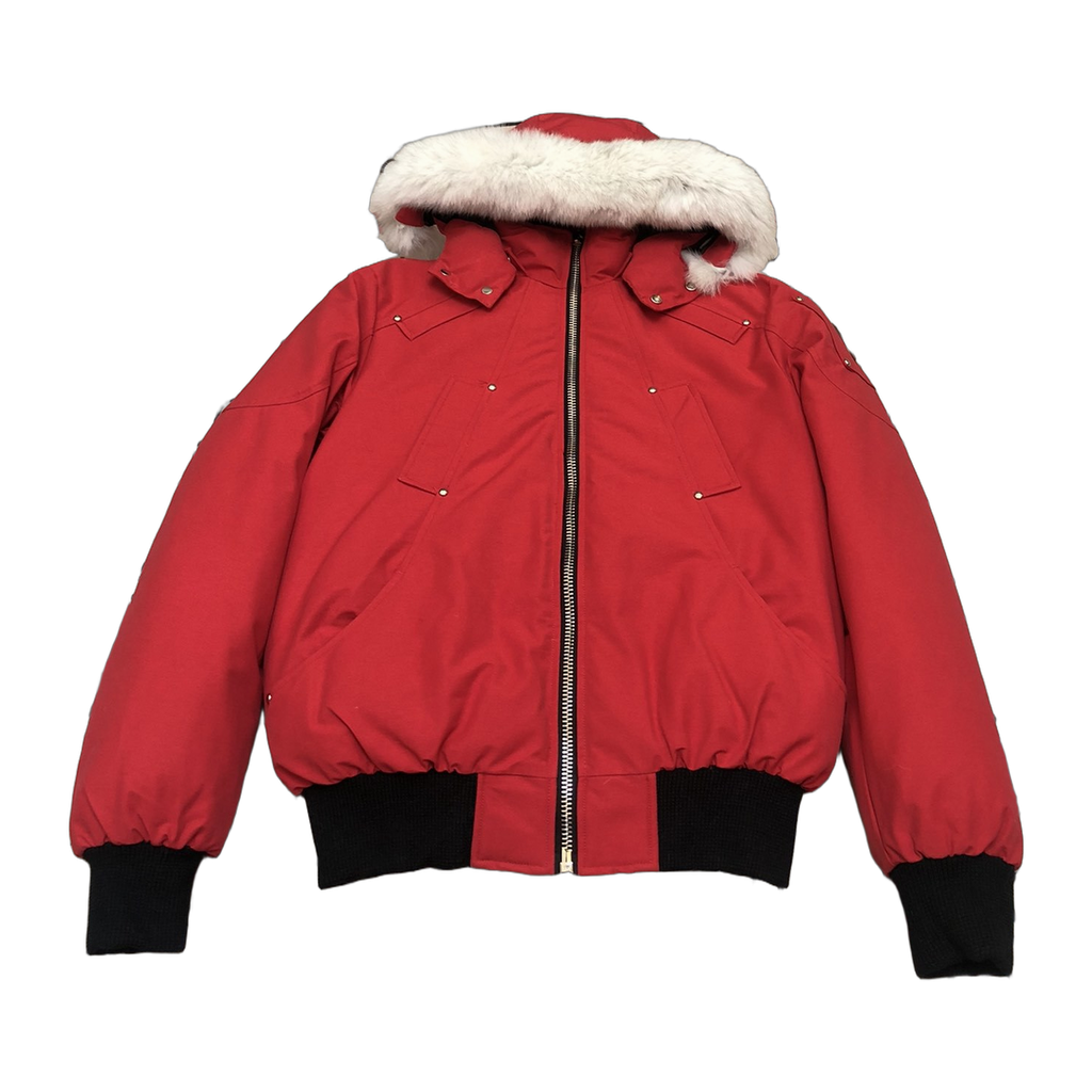 Moose Knuckles Men's Ballistic Shearling-Trim Bomber Jacket | Black | Canadian Down