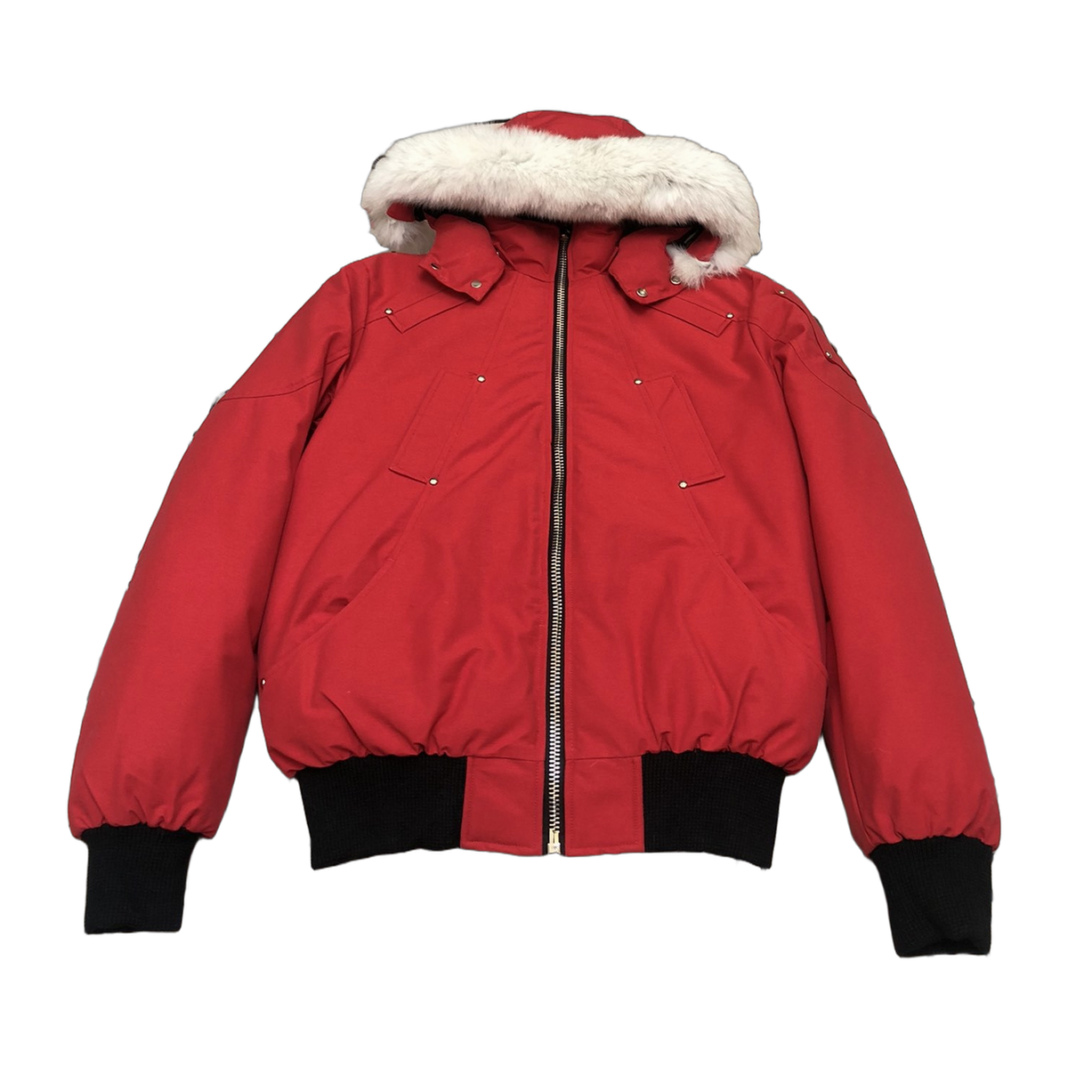 Moose Knuckles Men's Ballistic Shearling-Trim Bomber Jacket | Black | Canadian Down