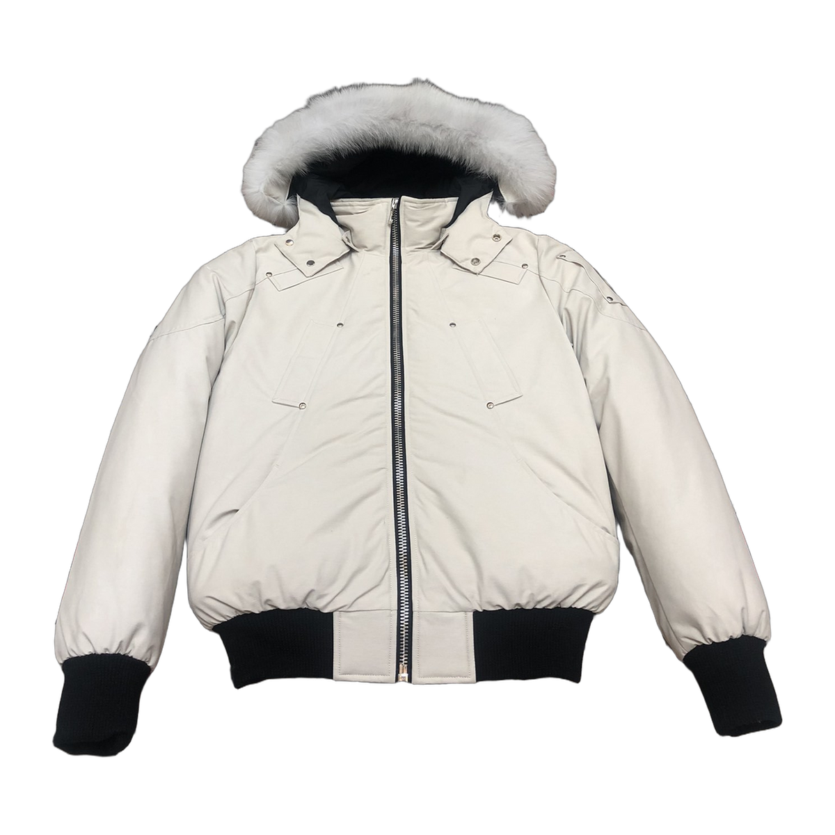 Moose Knuckles Men's Ballistic Shearling-Trim Bomber Jacket | Black | Canadian Down