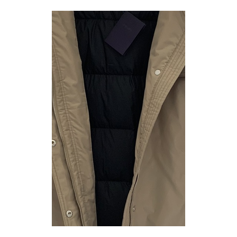 Prada Belted Fur-Trim Hooded Coat | Beige | Women's Luxury Winter Coat
