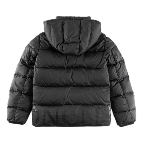 Moncler Contrast-Lined Logo-Hood Puffer Jacket | Black | Logo Hood | Contrast Lining